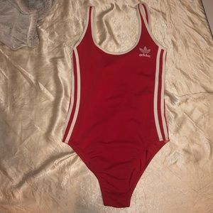 adidas red & white one piece/ bodysuit